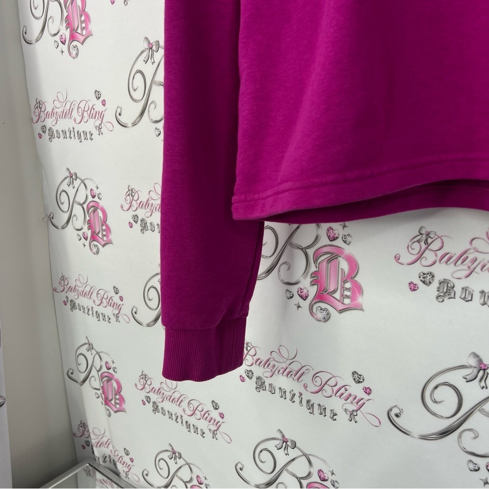 PUMA hoodie sweater logo white Women's Magenta Cropped Hoodie warm cozy - Picture 5 of 10